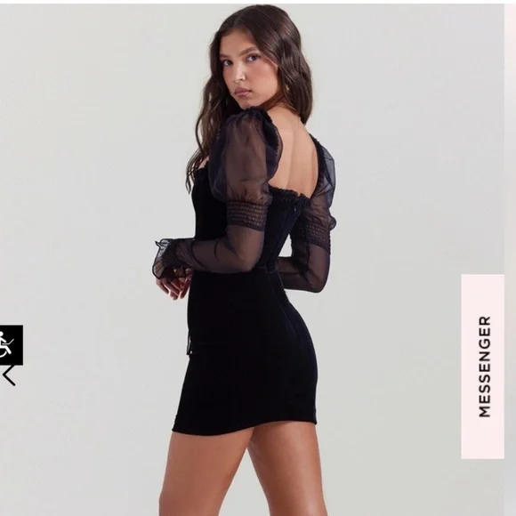 House of CB Syana Black Velvet Mini Dress - Picture 2 of 9